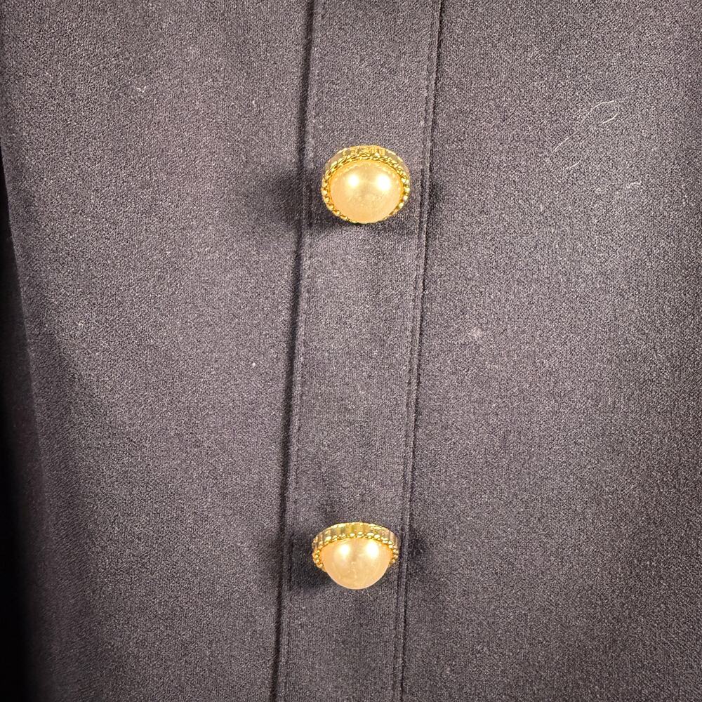 Alexia Admor Navy Bow Dress Pearl Button Front Lg Sl Mini Preppy Chic Size Small - Picture 4 of 10